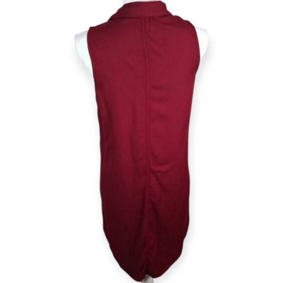 SO BURGUNDY COLLARD LACE UP SLEEVELESS SHIRT DRESS SZ.XS EUC. - Picture 5 of 8